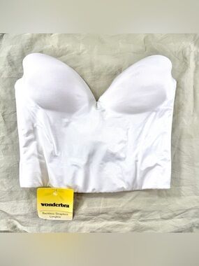 Wonderbra Size 34D White Longline Strapless Backless Boned Bustier NWT